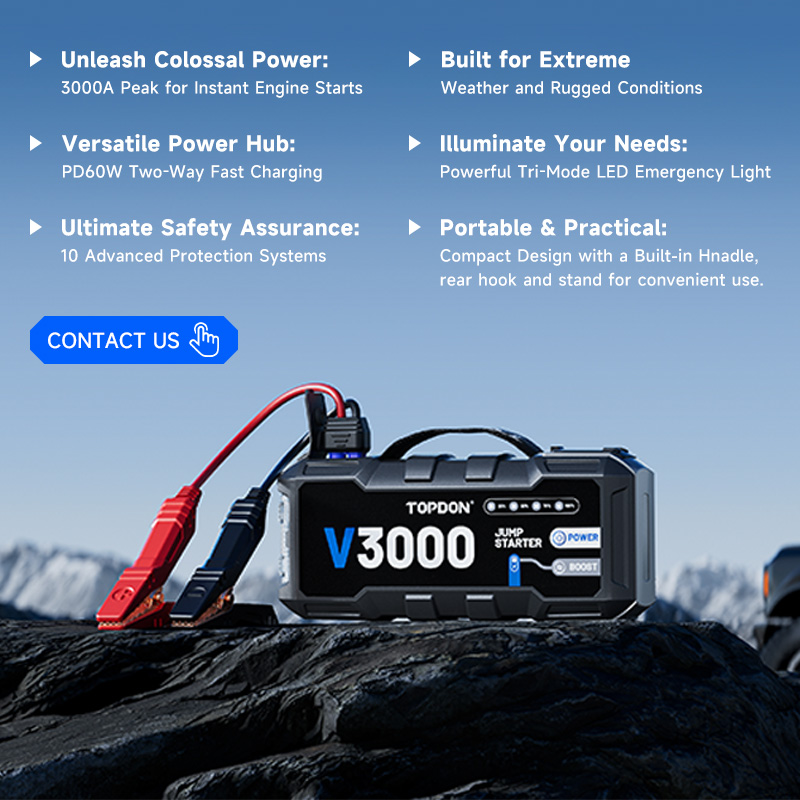 TOPDON V3000 3000A PD60W Bi-Di - Portable Jump Starter 评论和价格