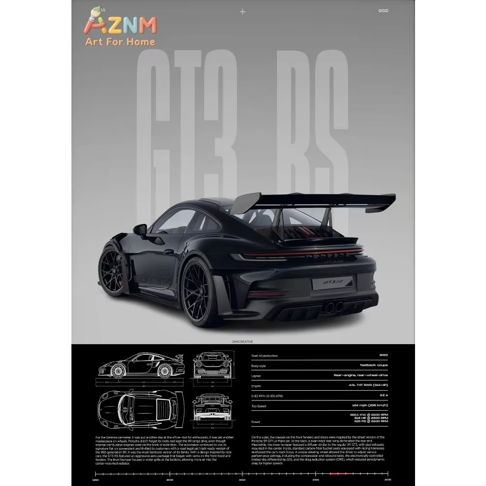 1pc Minimalist 911 GT3-RS 718  - Car Accessories Inside 评论和价格