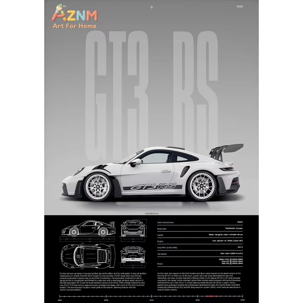 1pc Minimalist 911 GT3-RS 718  - Car Accessories Inside 评论和价格