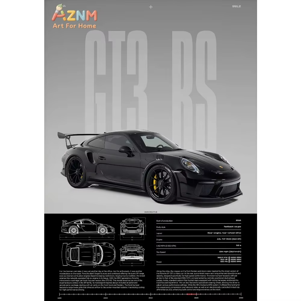1pc Minimalist 911 GT3-RS 718  - Car Accessories Inside 评论和价格