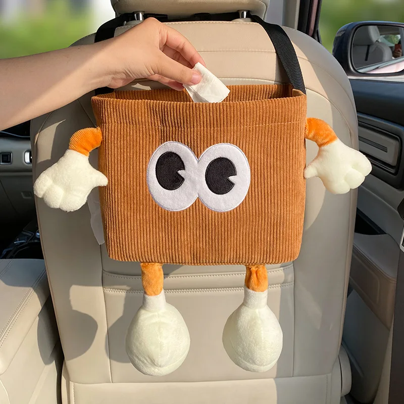 Car Trash Can Bin Cartoon Eye  - Car Accessories Hanging 评论和价格